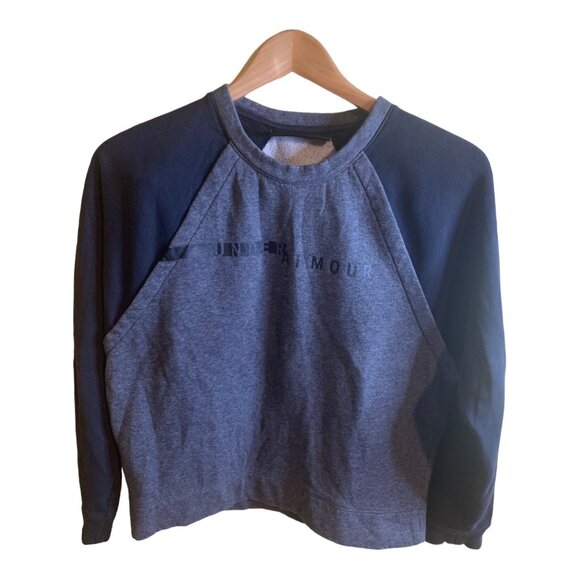 Under Armour Womens Sweatshirt Small Blue Cropped Athletic Sports Outdoor - Picture 2 of 11
